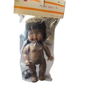 New Vintage Zims American Black African American 10” Plastic Doll, Hong Kong